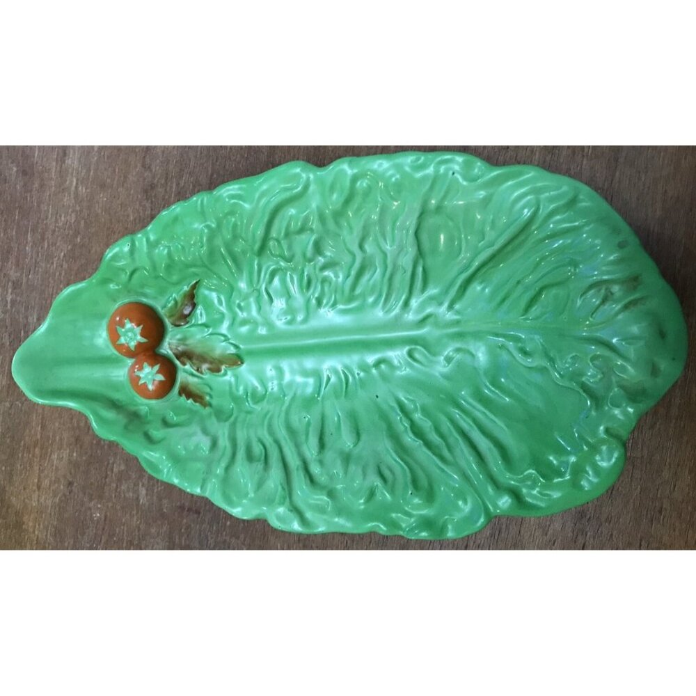 Imperial Ironstone Leaf Plate Japan NK Porcelain Vintage Tomato Cabbage Lettuce